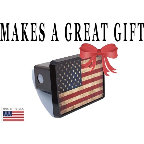 Tactical USA American Flag Trailer Hitch Cover Plug US Patriotic Vintage Rustic - Picture 4 of 5